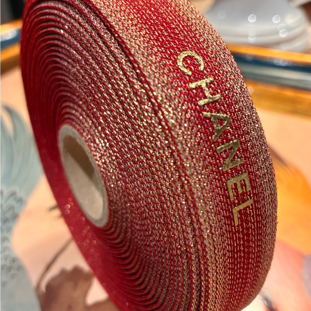 CHANEL Luxurious Red and Gold Ribbon
